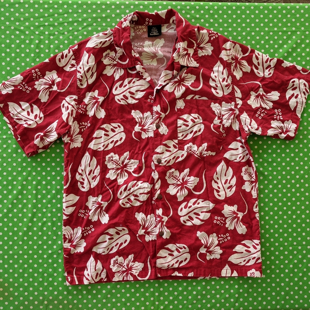 Vintage Hawaiian Red and White Floral Shirt 90s